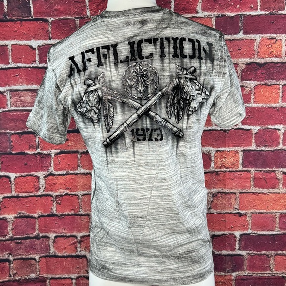 Affliction Men's Short Sleeve Graphic T-shirt -Gray / Black -Various Sizes- NWT - Picture 7 of 11